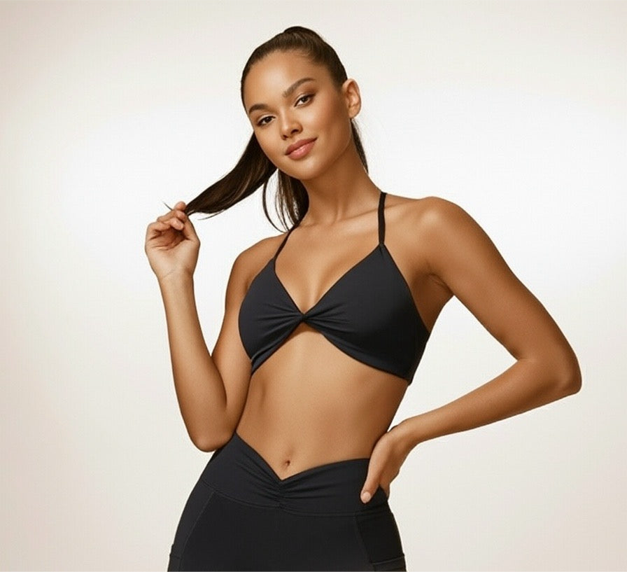 Twist Halter Top Black