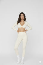 Ruched longe set White