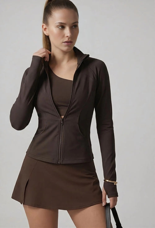 Asymmetric Slim Jacket Mocha