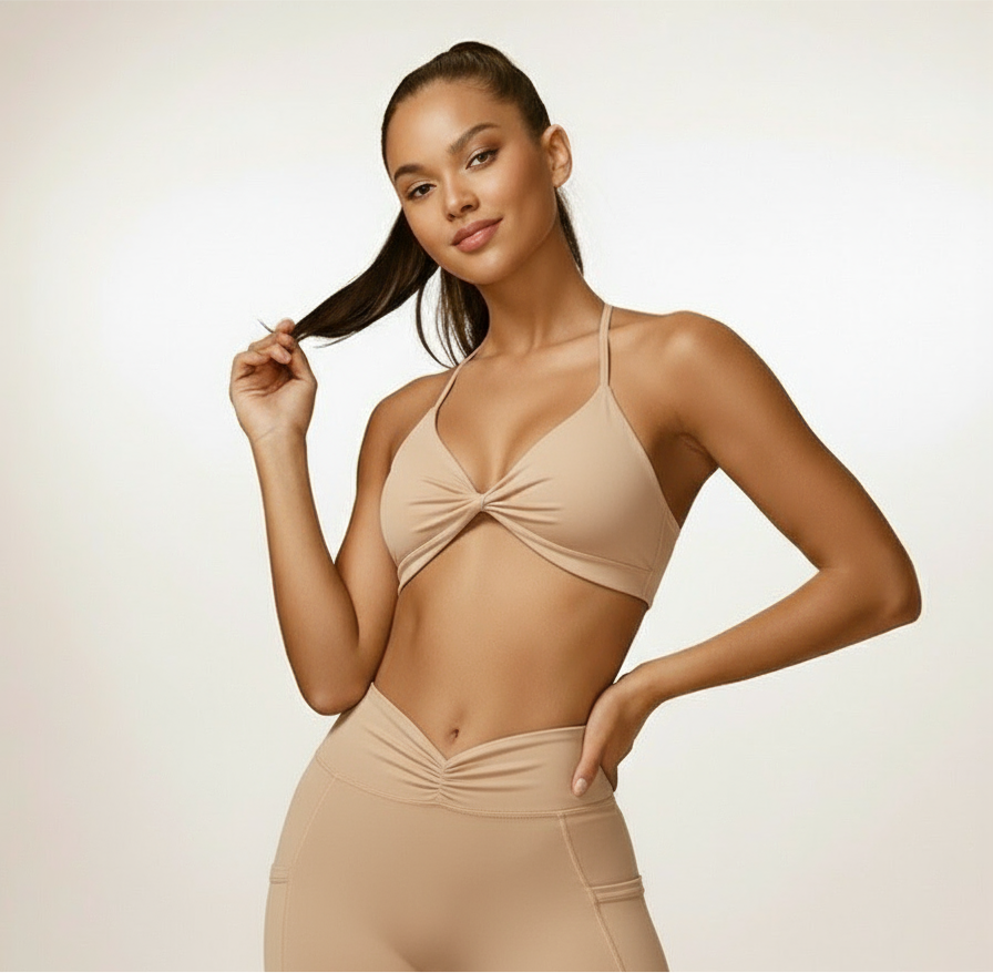 Twist Halter Top Beige